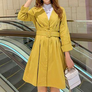 Set: Sleeveless Shirtdress + A-line Coatdress + Belt