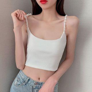 Faux Pearl Accent Knit Camisole Top