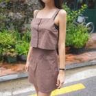 Set: Linen Blend Camisole Top + Mini Skirt