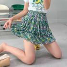 Floral Pleated Layered Miniskirt With Inset Shorts