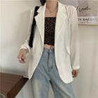 Lapel Collar Double-buttoned Plain Blazer