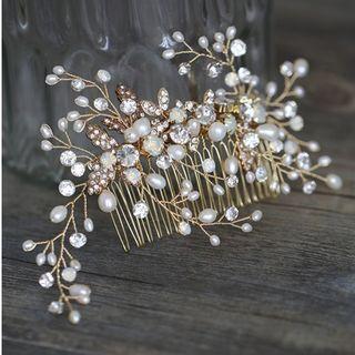 Wedding Freshwater Pearl Hair Comb White - One Size
