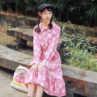 Flower Printed Long-sleeve Dress