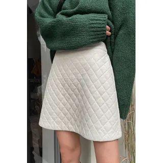 Faux-suede Quilted A-line Miniskirt