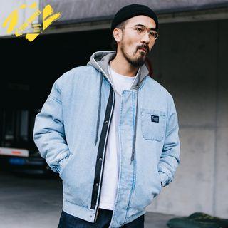 Mock Two-piece Denim Hooded Jacket