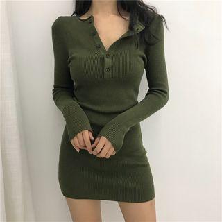 Button-down Skinny Knit Dress