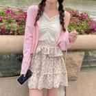 Cardigan / Floral Print Skirt / Dress / Camisole Top