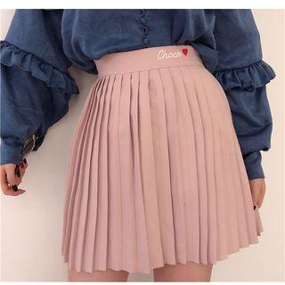 Embroidered Accordion Pleat Skirt