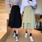 High-waist Asymmetrical Midi A-line Skirt