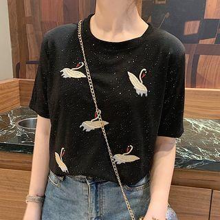 Embroidered Swan Short-sleeve T-shirt