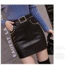 Studded Faux Leather Mini Pencil Skirt