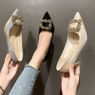 Rhinestone Buckle High-heel Pumps