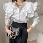 Frilled Capelet Button-up Blouse