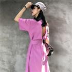 Plain Open Back Short Sleeve T-shirt Dress