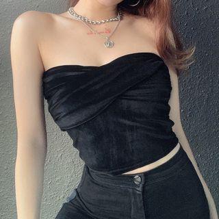 Strapless Leopard Print Crop Top