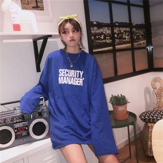 Long-sleeve Litter Printed Sweatshirt Blue - One Size