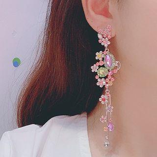 Butterfly Rhinestone Fringed Earring Butterfly - One Size