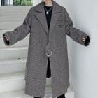 Lapel Plaid Tie-strap Coat