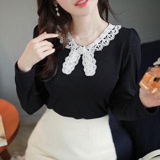 Faux-pearl Lace-detail Top