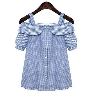 Check Off-shoulder Top