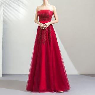 Off-shoulder Lace Appliqued Evening Gown