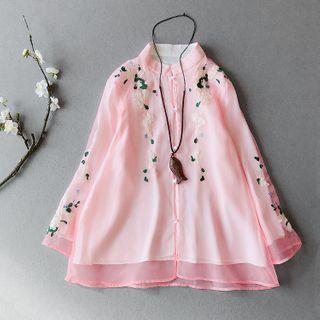 Long-sleeve Embroidered Traditional Chinese Shirt