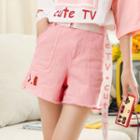 Print Fray Hem Shorts