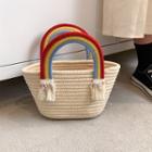 Rainbow Woven Bucket Bag White - One Size