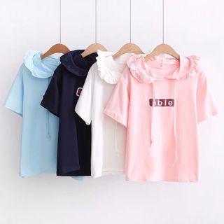Lettering Frill-trim Hoodie
