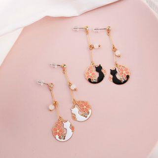 Cat Flower Drop Earring