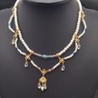 Retro Faux Pearl Layered Necklace 1 Pcs - Q56 - One Size