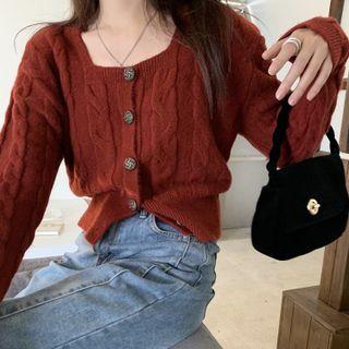 Square-neck Long-sleeve Cardigan