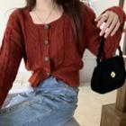 Square-neck Long-sleeve Cardigan