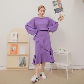 Sweatshirt & Ruffled Mermaid Skirt Set