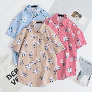 Flower Print Short-sleeve Shirt