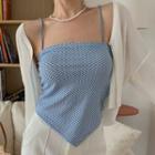 Asymmetrical Camisole Top / Long-sleeve Knit Cardigan