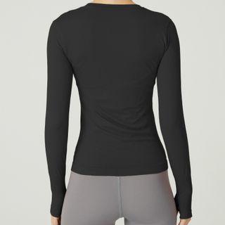 Long-sleeve Lettering Print Knit Sports Top