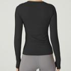 Long-sleeve Lettering Print Knit Sports Top