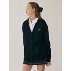 Basic V-neck Dual-pocket Cardigan Black - One Size