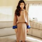 Set : Color-block Top + Skirt