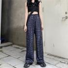 Chinese Character Printed Wide-leg Pants