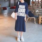 Round-neck Lettering Midi T-shirt Dress
