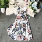 Floral Print Wrap-front Sleeveless Dress