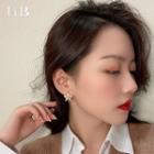 Non-matching Faux Pearl Rhinestone Moon & Star Earring 1 Pair - 925 Silver - As Shown In Figure - One Size