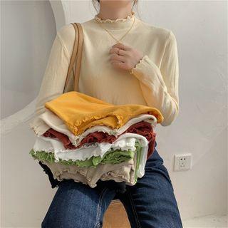 Ruffle Trim Mock-neck Top