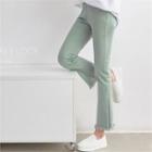 Band-waist Fringe-hem Boot-cut Pants
