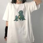 Dinosaur Print Short-sleeve Oversize Tee