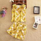 Set: Sleeveless Floral Top + Shorts
