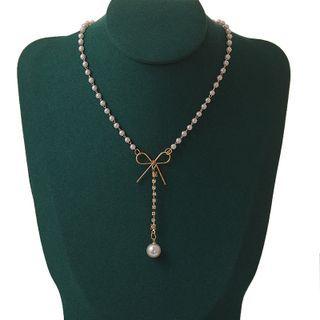 Pearl Bow Necklace As Shown In Figure - One Size