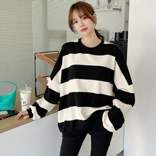 Drop-shoulder Stripe Oversize Sweatshirt